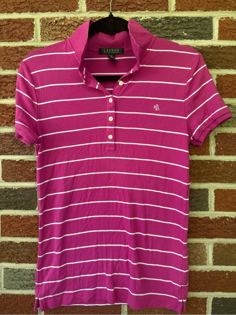 Lauren Ralph Lauren Pink & White Striped Polo